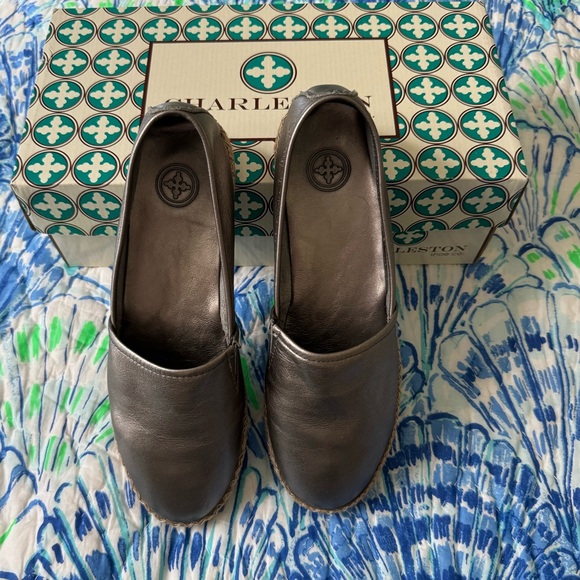 Charleston Shoe Company Dunes pewter espadrille. Leather, like new. Size 7 - Picture 3 of 6